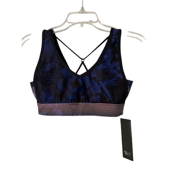 WITH Sports Bra Blue Floral Yoga Gym Activewear Size Small NWT - Picture 1 of 11